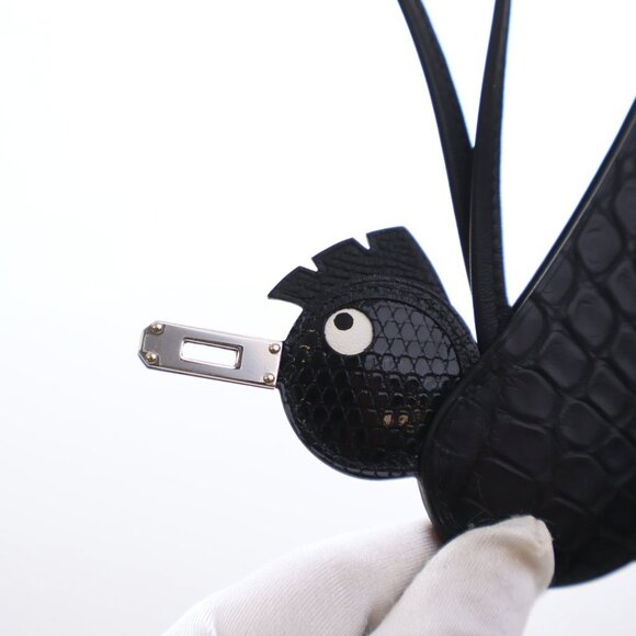 Hermes Black Alligator/Lizard Birdy Charm - Picture 3 of 7